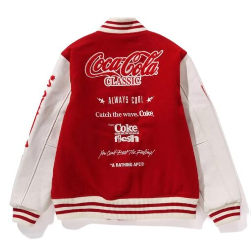 Coca Cola Red And White Wool Varsity Jacket