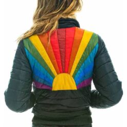 Womens Rainbow Puffer Jacket