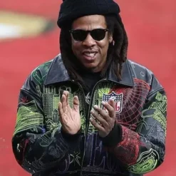 Jay-z Super Bowl 2024 Las Vegas Print Leather Jacket