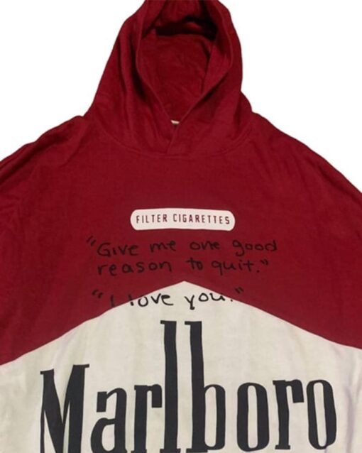 Marlboro Hoodie Maroon And White Hoodie