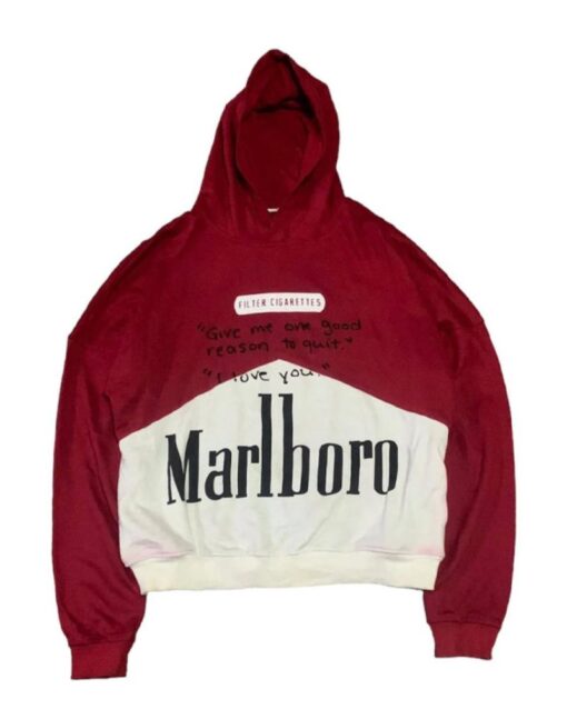 Marlboro Hoodie Maroon And White Hoodie