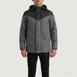 Luka Black & Grey Hooded Puffer Jacket