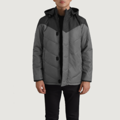 Luka Black & Grey Hooded Puffer Jacket