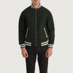 Pascal Green Suede Varsity Jacket