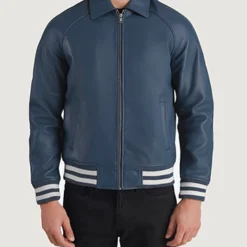 Walton Blue Leather Varsity Jacket