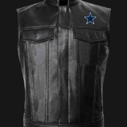 NFL Team Dallas Cowboys Black Leather Vest