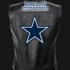 NFL Team Dallas Cowboys Black Leather Vest