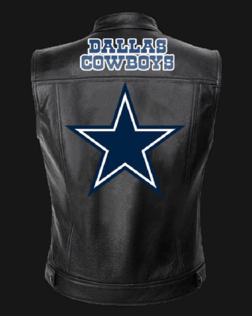 NFL Team Dallas Cowboys Black Leather Vest