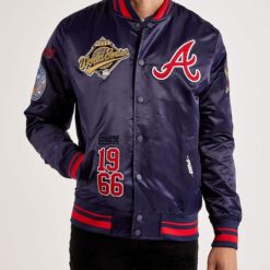 Atlanta Braves World Series Navy Varsity Satin Jacket