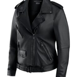 Black Super Bowl LIX Fanatics Exclusive Tabitha Oversized Leather Moto Full-Zip Jacket