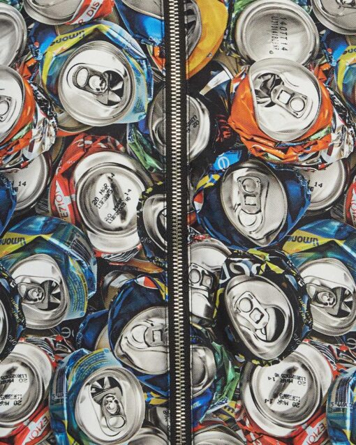 Moschino Couture Multicolor Beverage Cans Print Nylon Bomber Jacket