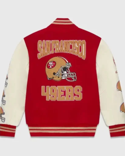 Ovo San Francisco 49ers Red And White Varsity Jacket