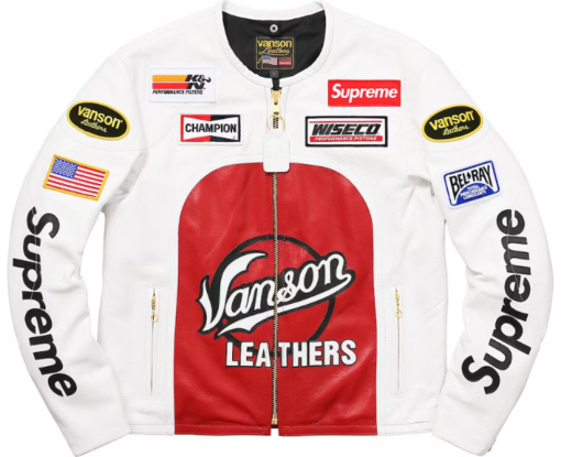 Supreme Vanson White Leather Star Jacket