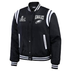 Women’s WEAR by Erin Andrews Black Philadelphia Eagles Super Bowl LIX Champions Full-Button Bomber Jacket