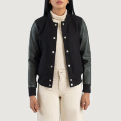 Savant Green & Black Hybrid Varsity Jacket