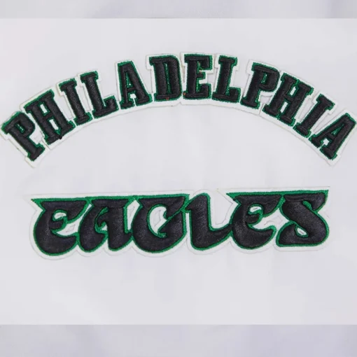 Philadelphia Eagles Retro Classic White Rib Satin Jacket