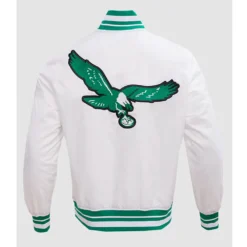 Philadelphia Eagles Retro Classic White Rib Satin Jacket