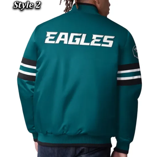 Men's Starter Green Philadelphia Eagles Vintage Logo Scout I Full-Snap Varsity Jacket