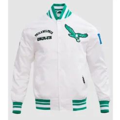 Philadelphia Eagles Retro Classic White Rib Satin Jacket