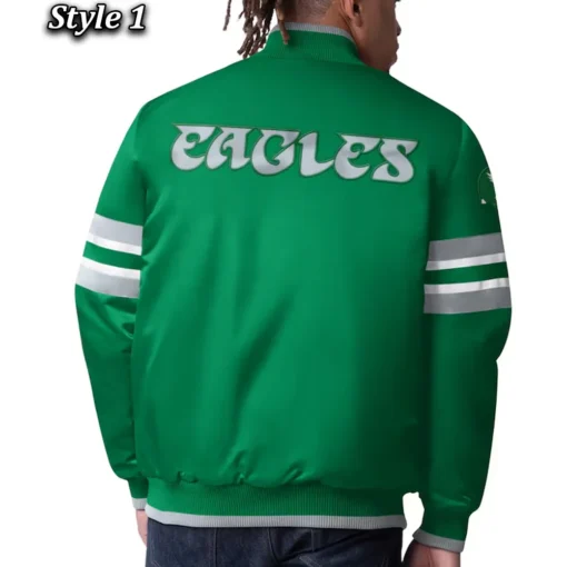 Men's Starter Green Philadelphia Eagles Vintage Logo Scout I Full-Snap Varsity Jacket