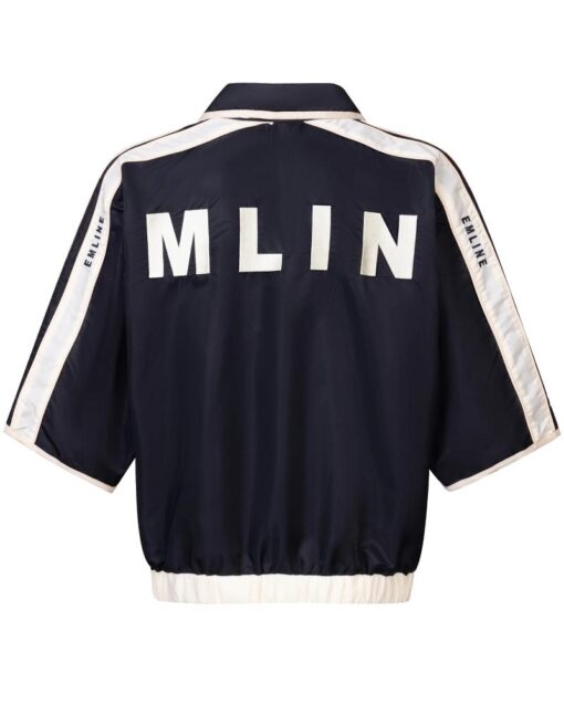 Emline Satin Windbreaker Top Black/Cream