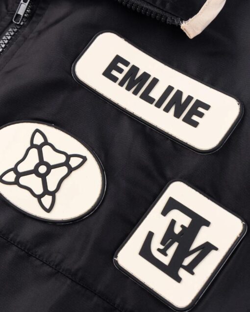 Emline Satin Windbreaker Top Black/Cream