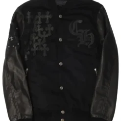 Chrome Hearts Leather Cross Varsity Jacket