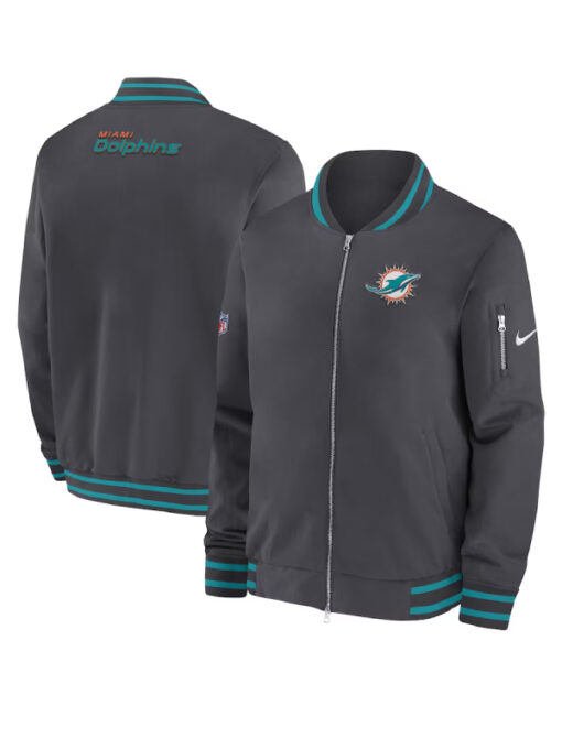 Miami Dolphins Coach Full-Zip Bomber Jacket