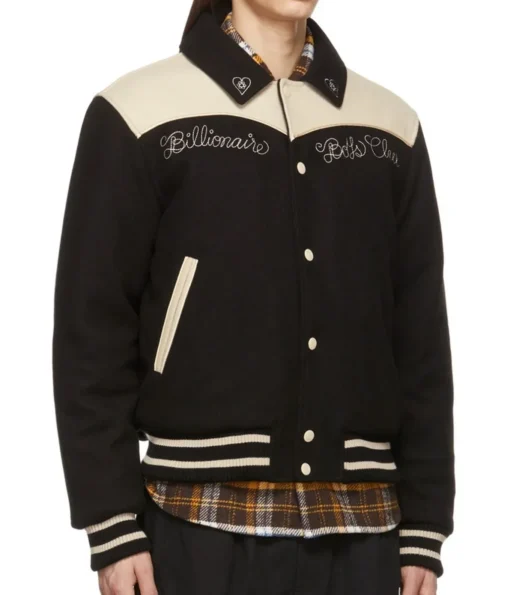 BBC Western Varsity Black Wool Jacket with Cream Contrast