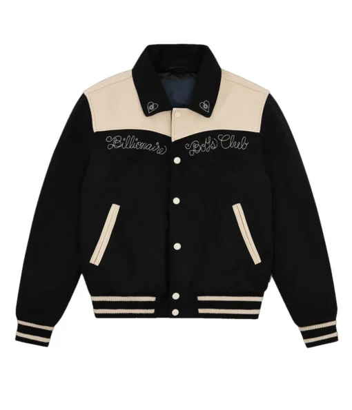 BBC Western Varsity Black Wool Jacket with Cream Contrast