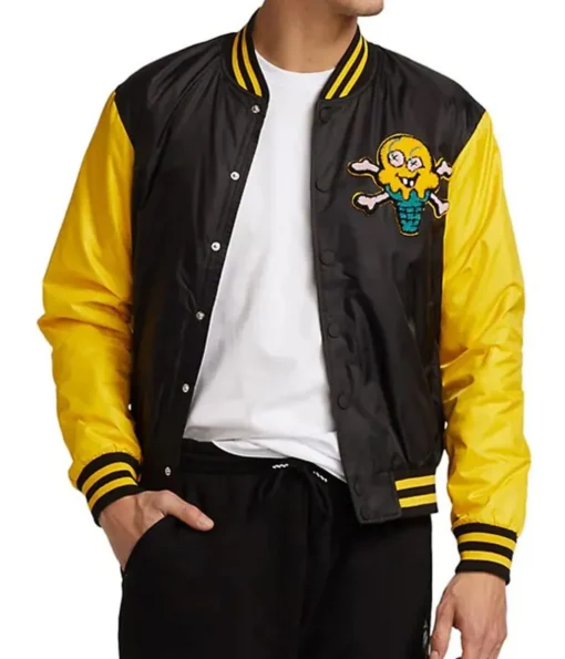 Icecream Static Yellow and Black Varsity Jacket