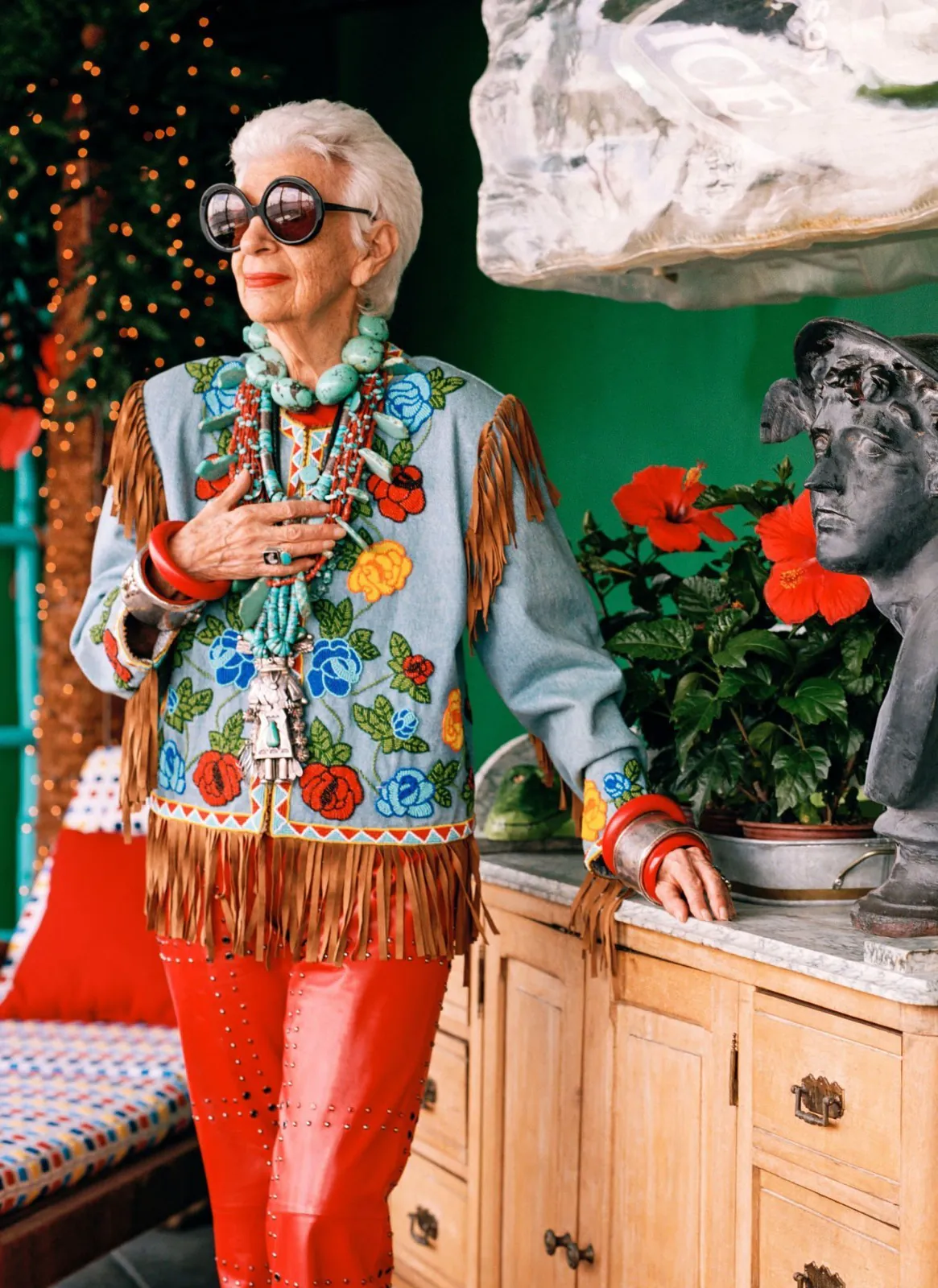 Iris Apfel Embroidered Fringe Jacket