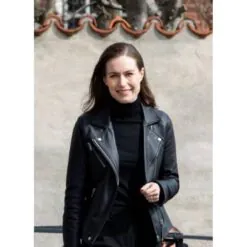 Kaja Kallas Black Biker Jacket