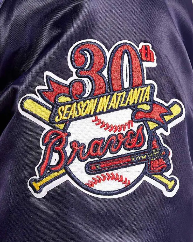 Atlanta Braves World Series Navy Varsity Satin Jacket Atlanta Braves World Series Navy Varsity Satin Jacket