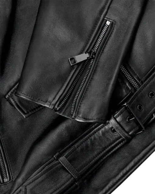 Black Super Bowl LIX Fanatics Exclusive Tabitha Oversized Leather Moto Full-Zip Jacket