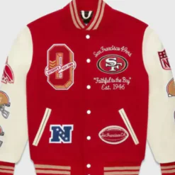 Ovo San Francisco 49ers Red And White Varsity Jacket