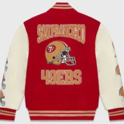 Ovo San Francisco 49ers Red And White Varsity Jacket