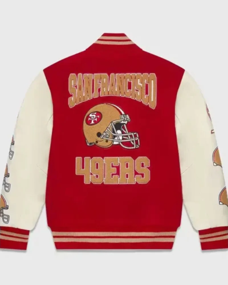 Ovo San Francisco 49ers Red And White Varsity Jacket Ovo San Francisco 49ers Red And White Varsity Jacket