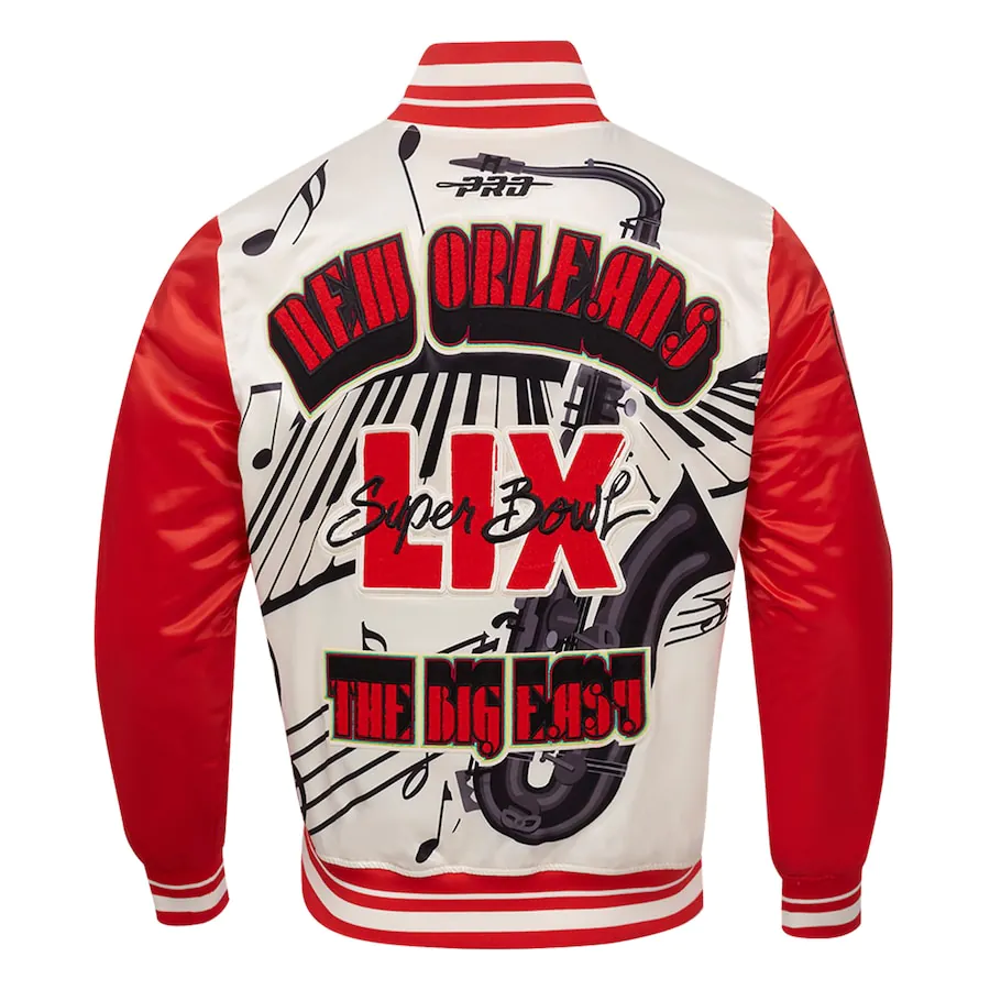 Super Bowl LIX Pro Standard Sublimated Satin Full-Snap Jacket Super Bowl LIX Pro Standard Sublimated Satin Full-Snap Jacket