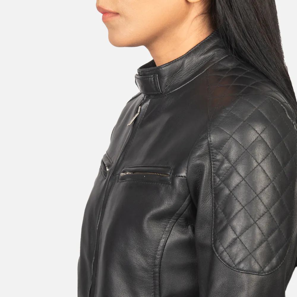 Zenna Black Leather Bomber Jacket Zenna Black Leather Bomber Jacket