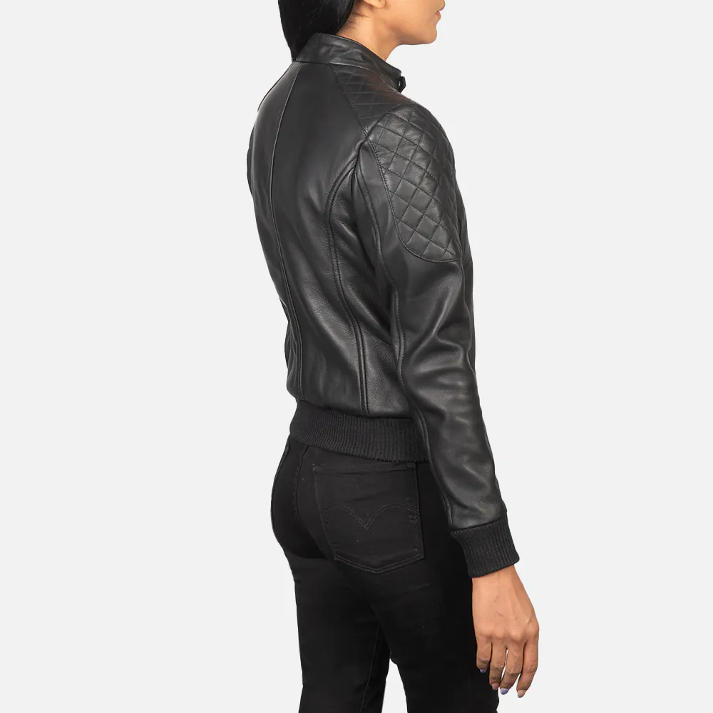 Zenna Black Leather Bomber Jacket Zenna Black Leather Bomber Jacket