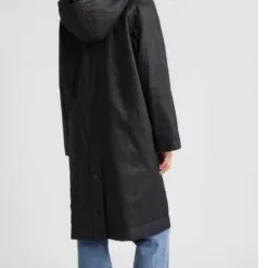 Bernardo Black Waxed Cotton Twill Coat