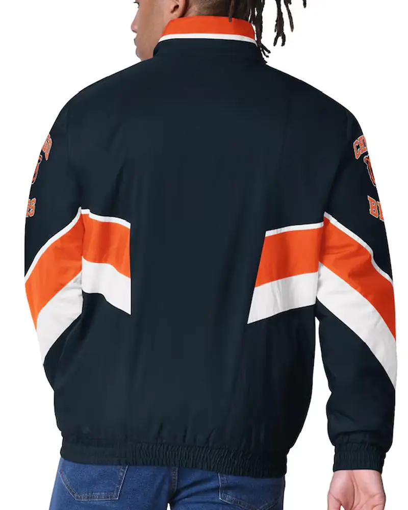 Chicago Bears Captain Navy Varsity Satin Jacket Chicago Bears Captain Navy Varsity Satin Jacket