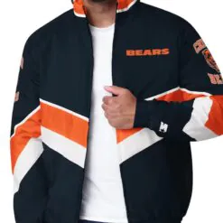 Chicago Bears Captain Navy Varsity Satin Jacket