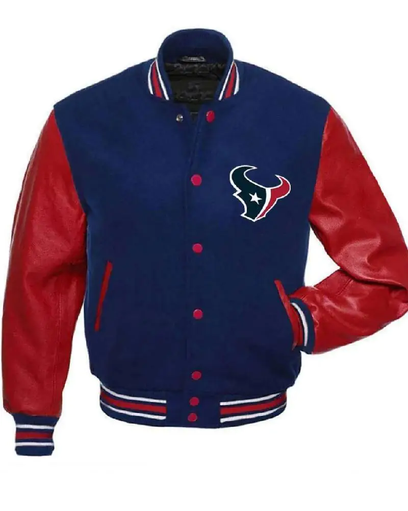 Houston Texans NFL Letterman Red and Blue Jacket