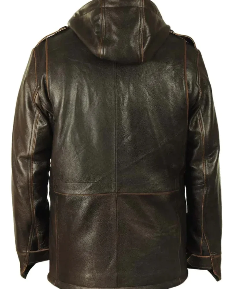 M-65 Cap Brown Field Leather Military Jacket M-65 Cap Brown Field Leather Military Jacket