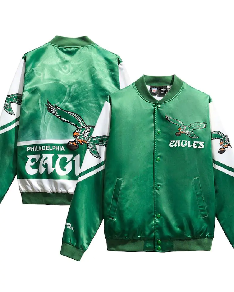 Men’s Chalk Line Kelly Philadelphia Eagles Fanimation Satin Jacket