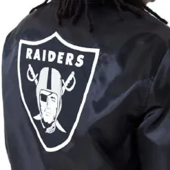 NFL Las Vegas Raiders Black Bomber Satin Jacket
