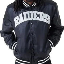 NFL Las Vegas Raiders Black Bomber Satin Jacket