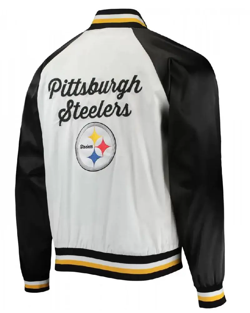 Pittsburgh Steelers NFL Satin White and Black Jacket